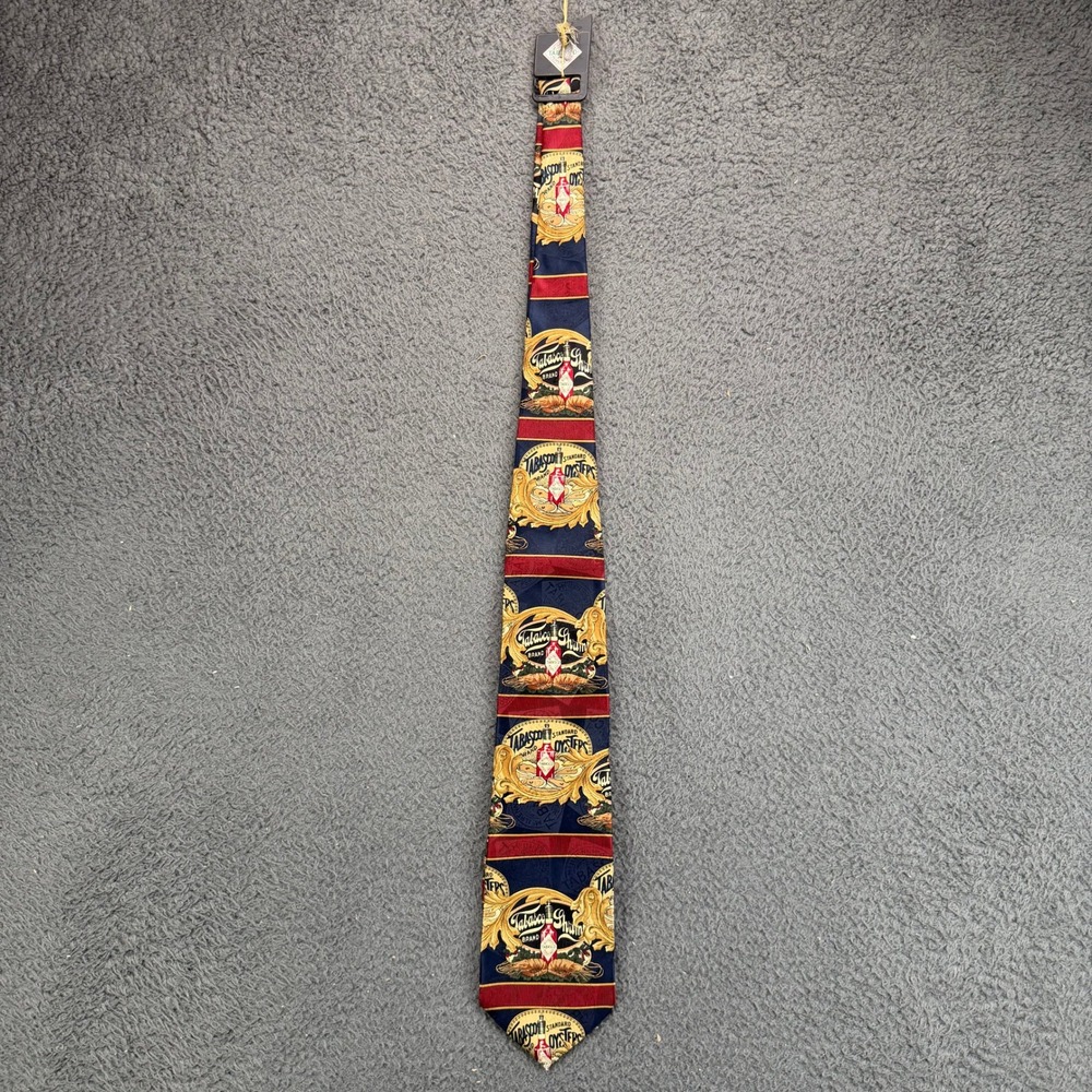 Tabasco Brand Neckwear Mens Silk Tie Standard Oysters Pepper Sauce Navy Red